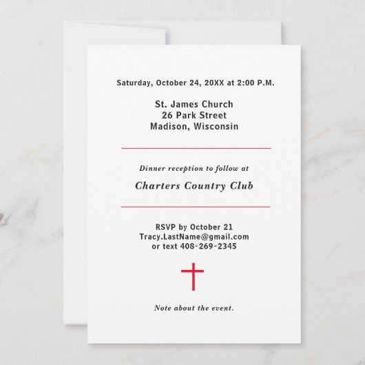 Dochter bevestiging rood met duif uitnodiging (Achterkant)