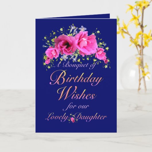 Dochter Birthday Bouquet van Bloemen en Vernissen Kaart (Gele Bloem)