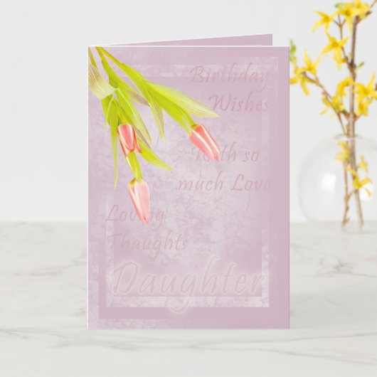 Dochter Birthday-kaart, met tulpen Kaart (Gele Bloem)