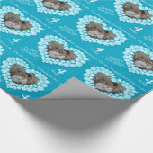 Dochter blauw topaz 4e verjaardag foto wrap cadeaupapier (Hoek)