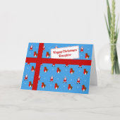 Dochter blauwe kerstpakket feestdagen kaart (Voorkant)