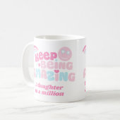 Dochter blijft geweldig meisje roze blauw koffiemok (Voorkant links)