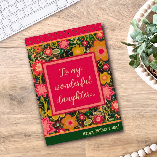 Dochter Bloemen Unieke Gelukkige Moederdag Kaart