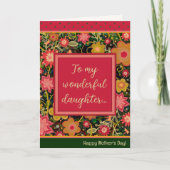 Dochter Bloemen  Unieke Gelukkige Moederdag Kaart (Voorkant)