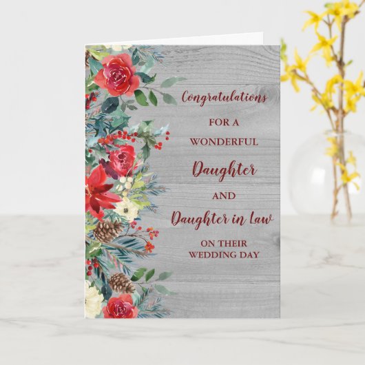 Dochter & Dochter in de Wet Bruiloft Gefeliciteerd Kaart (Gele Bloem)