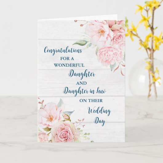 Dochter & Dochter in de Wet Gefeliciteerd Kaart (Gele Bloem)