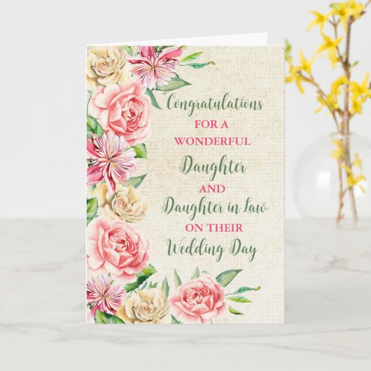 Dochter & Dochter in de Wet Gefeliciteerd Kaart (Gele Bloem)