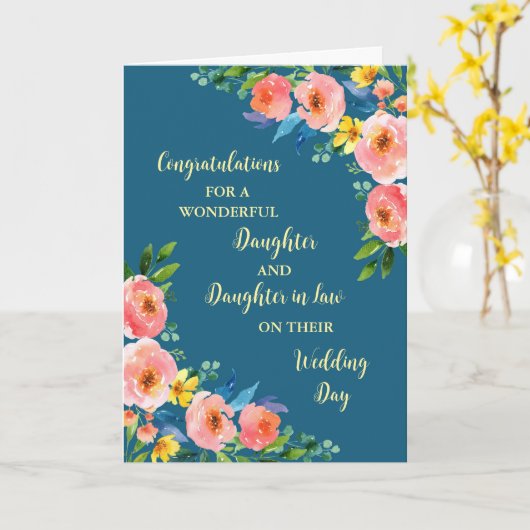 Dochter & Dochter in de Wet Gefeliciteerd Kaart (Gele Bloem)