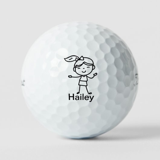 DOCHTER Doodle stok mensen Gepersonaliseerde GIFT Golfballen (Voorkant)