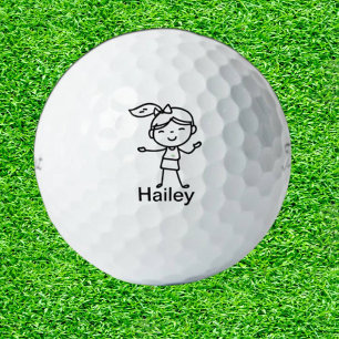 DOCHTER Doodle stok mensen Gepersonaliseerde GIFT Golfballen
