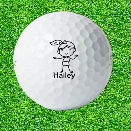DOCHTER Doodle stok mensen Gepersonaliseerde GIFT Golfballen
