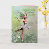 Dochter, een ballerina bloem fee verjaardagskaart kaart (Gele Bloem)