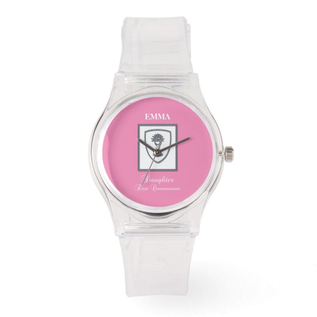 Dochter, Eerste Communie Zilveren Kelk Horloge (Voorkant)