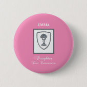Dochter, Eerste Communie Zilveren Kelk Ronde Button 5,7 Cm (Voorkant)