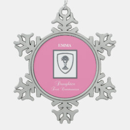 Dochter, Eerste Communie Zilveren Kelk Tin Sneeuwvlok Ornament