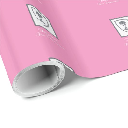 Dochter, eerste communiqué, zilverkrijt cadeaupapier (Rol Hoek)