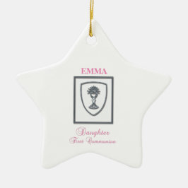 Dochter, eerste communiqué, zilverkrijt keramisch ornament