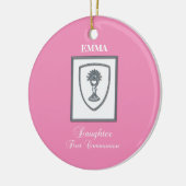 Dochter, eerste communiqué, zilverkrijt keramisch ornament (Links)