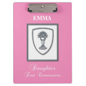 Dochter, eerste communiqué, zilverkrijt klembord (Voorkant)