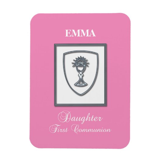 Dochter, eerste communiqué, zilverkrijt magneet (Verticaal)