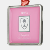 Dochter, eerste communiqué, zilverkrijt metalen ornament (Links)