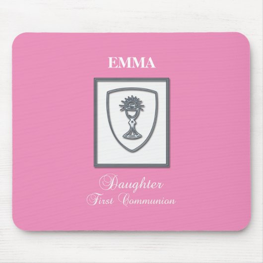 Dochter, eerste communiqué, zilverkrijt muismat (Voorkant)