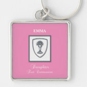 Dochter, eerste communiqué, zilverkrijt sleutelhanger (Voorkant)