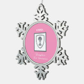 Dochter, eerste communiqué, zilverkrijt tin sneeuwvlok ornament (Rechts)