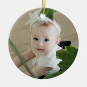 Dochter eerste kerstfoto Lila en zilver Keramisch Ornament (Voorkant)