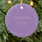 Dochter eerste kerstfoto Lila en zilver Keramisch Ornament