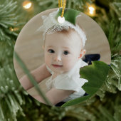 Dochter eerste kerstfoto Lila en zilver Keramisch Ornament