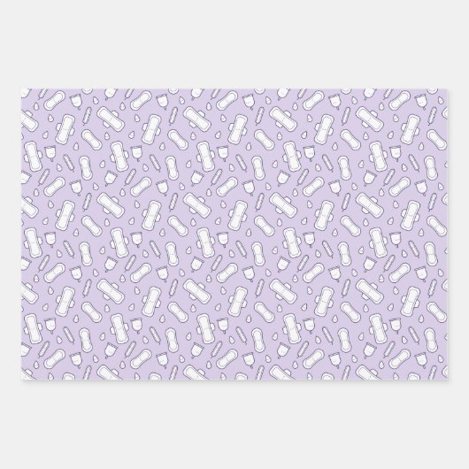 Dochter Eerste Periode Paarse Witte Tampon Pad Inpakpapier Vel (Voorkant 2)