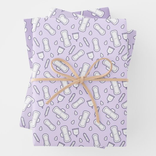 Dochter Eerste Periode Paarse Witte Tampon Pad Inpakpapier Vel (In situ)