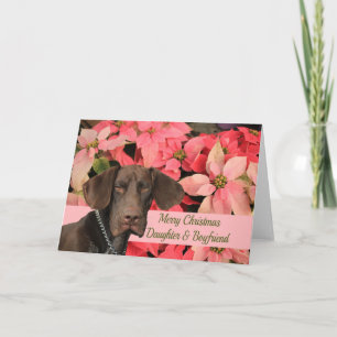 Dochter en Boyvriend Glossy Grizzly Kerstmis Feestdagen Kaart