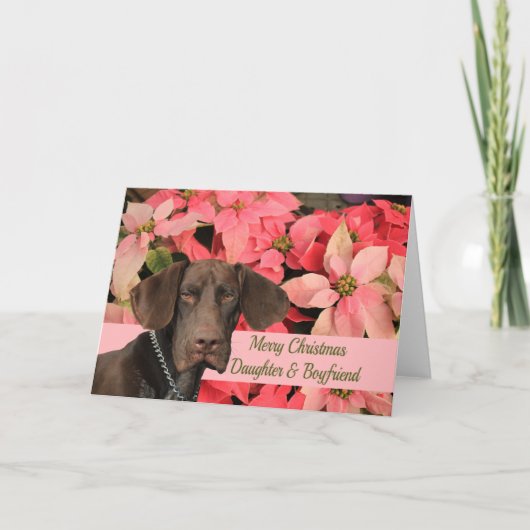 Dochter en Boyvriend Glossy Grizzly Kerstmis Feestdagen Kaart (Voorkant)