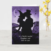 Dochter en echtgenoot Zoon in de wet Happy Hallowe Kaart (Gele Bloem)