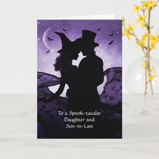 Dochter en echtgenoot Zoon in de wet Happy Hallowe Kaart (Gele Bloem)