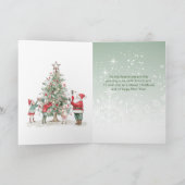 Dochter en haar familie Kerst besneeuwde huizen Feestdagen Kaart (Binnen)