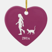 Dochter en kat: meisje en haar Kat Keramisch Ornament (Voorkant)