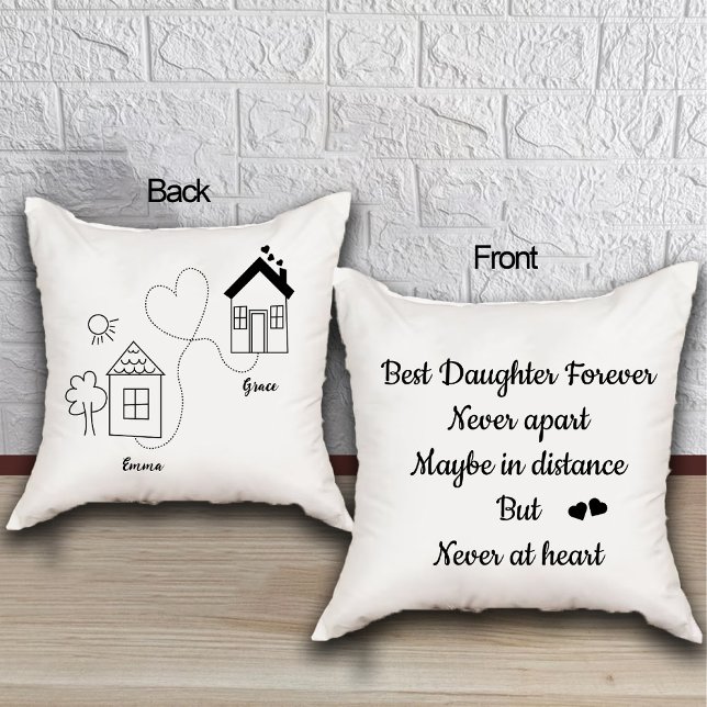Dochter en Mam Lange Afstand Liefde Relatie Kussen (Daughter and Mom Long Distance Love Relationship Throw Pillow)