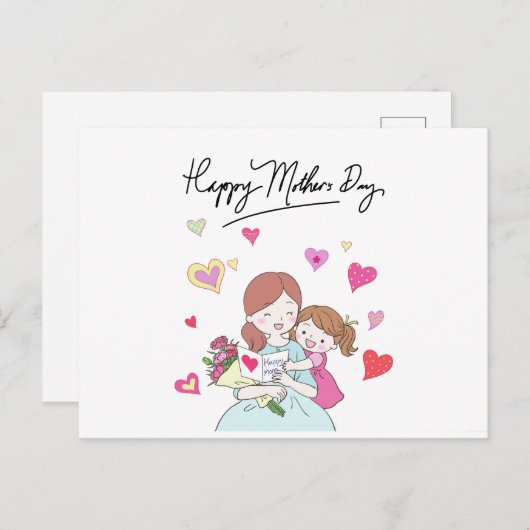 Dochter en moeder vrolijke Moederdag Briefkaart (Voorkant / Achterkant)