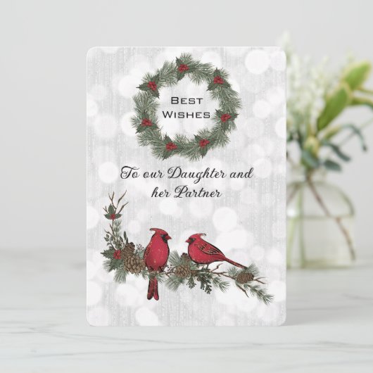 Dochter en Partner Red Kardinaal Kerstmis (Staand voorkant)