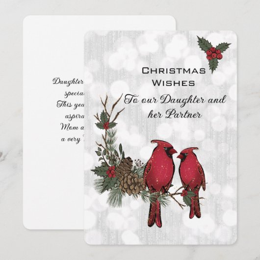 Dochter en Partner Red Kardinaal Kerstmis (Voorkant / Achterkant)