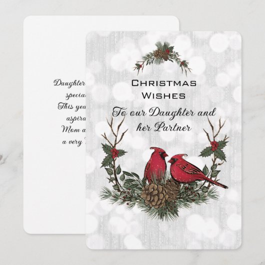 Dochter en Partner Red Kardinaal Kerstmis (Voorkant / Achterkant)