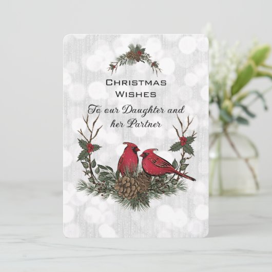 Dochter en Partner Red Kardinaal Kerstmis (Staand voorkant)