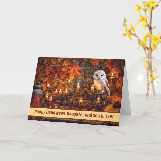 Dochter en schoonzoon Fijne Halloween Kaart (Gele Bloem)