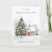 Dochter en schoonzoon kerstboom feestdagen kaart (Voorkant)