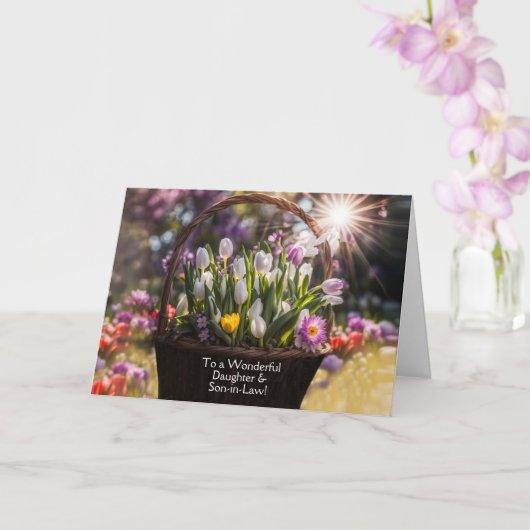 Dochter en Schoonzoon Pasen Mand  Kaart (Orchidee)