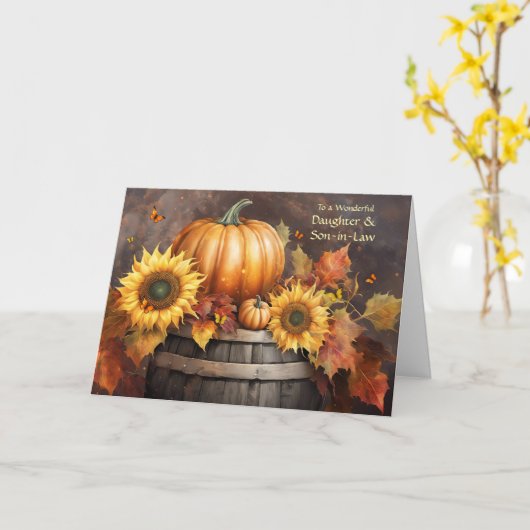 Dochter en schoonzoon Prettig Thanksgiving Kaart (Gele Bloem)