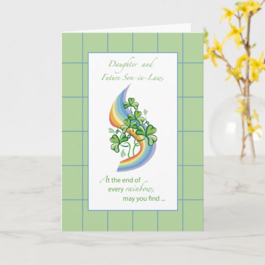 Dochter en toekomstige zoon in de wet St. Patrick' Kaart (Gele Bloem)